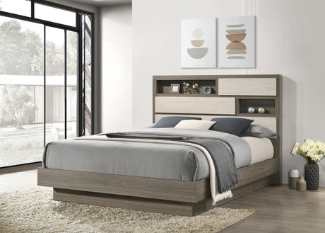 Coaster Fenwick Queen Bed Bookcase Headboard Grey Oak