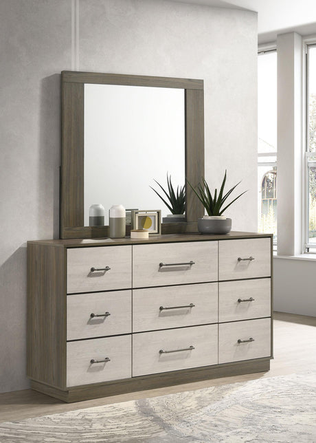 Coaster Fenwick 9-drawer Dresser with Mirror Grey Oak