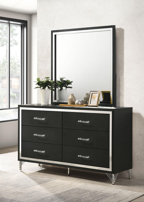 Coaster Lucia 6-drawer Dresser and Mirror Black
