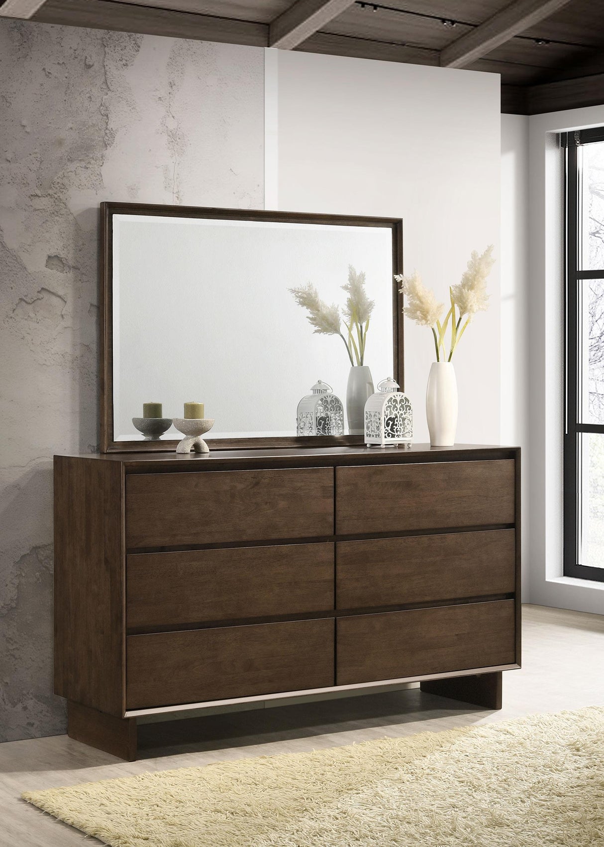 Coaster Glenwood 6-drawer Dresser and Mirror Warm Brown