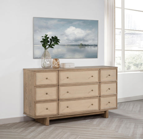 Coaster Kailani 9-drawer Dresser Cabinet Beige Oak