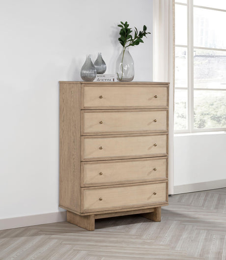 Coaster Kailani 5-drawer Bedroom Chest of Drawers Beige Oak