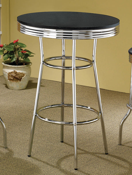 Coaster Retro Round 30-inch 1950's Bistro Pub Height Bar Table Black