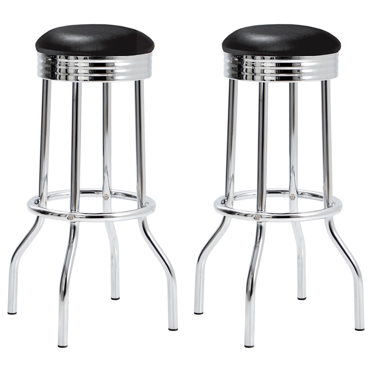 Coaster Retro Upholstered Metal Swivel Bar Stool Black (Set of 2)