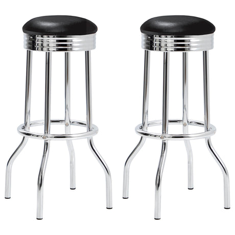 Coaster Retro Upholstered Metal Swivel Bar Stool Black (Set of 2)