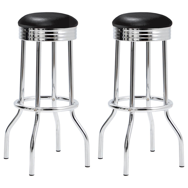 Coaster Retro Upholstered Metal Swivel Bar Stool Black (Set of 2)