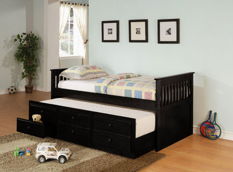 Coaster Rochford 3-drawer Twin Bed with Captains Trundle Black