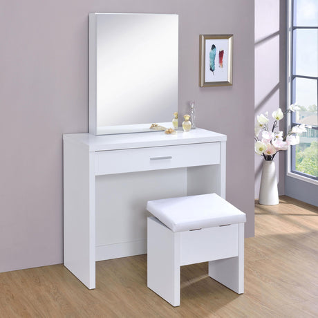 Coaster Harvey Vanity Set with Lift-Top Stool White