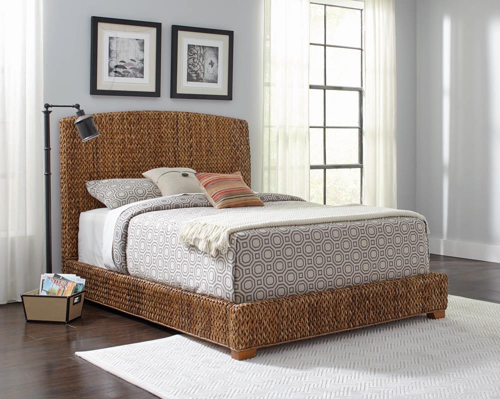 Coaster Laughton Banana Leaf California King Panel Bed Amber