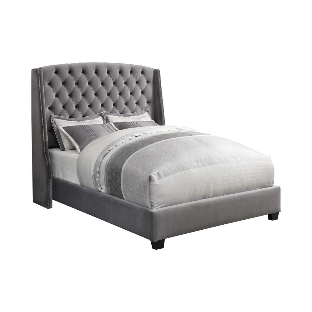 Coaster Pissarro Upholstered Queen Wingback Bed Grey