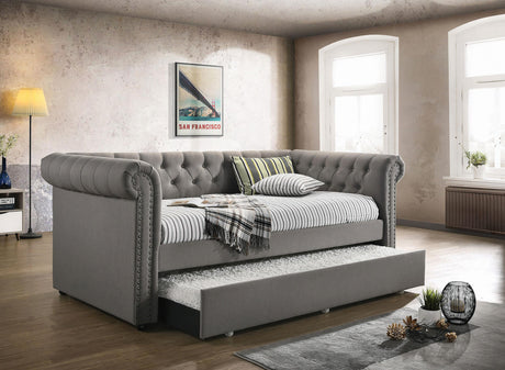 Coaster Kepner Upholstered Twin Daybed with Trundle Grey