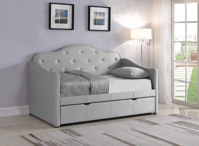 Coaster Elmore Upholstered Twin Daybed with Trundle Light Grey