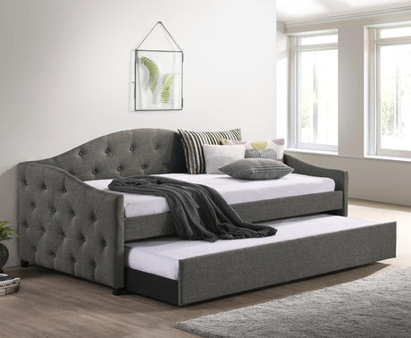 Coaster Sadie Upholstered Twin Daybed with Trundle Grey
