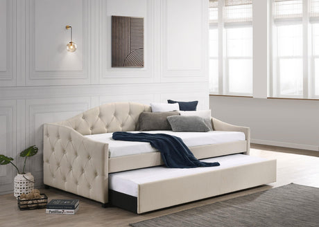 Coaster Sadie Upholstered Twin Daybed with Trundle Taupe