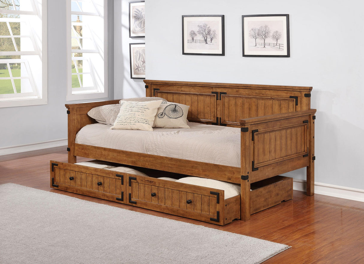 Coaster Oakdale Wood Twin Daybed with Trundle Rustic Honey
