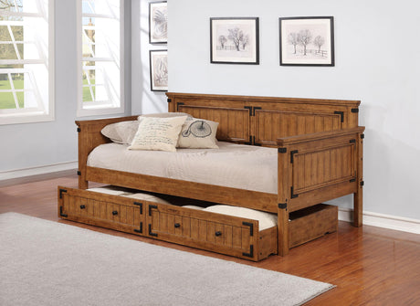 Coaster Oakdale Wood Twin Daybed with Trundle Rustic Honey