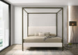 Coaster Monroe Upholstered Eastern King Canopy Bed Vanilla