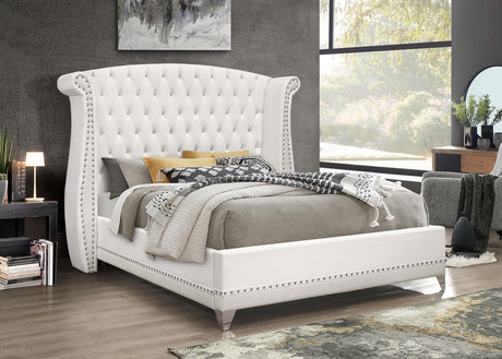 Coaster Barzini Upholstered California King Wingback Bed White