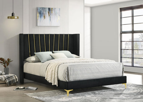 Coaster Kendall Upholstered Eastern King Panel Bed Black