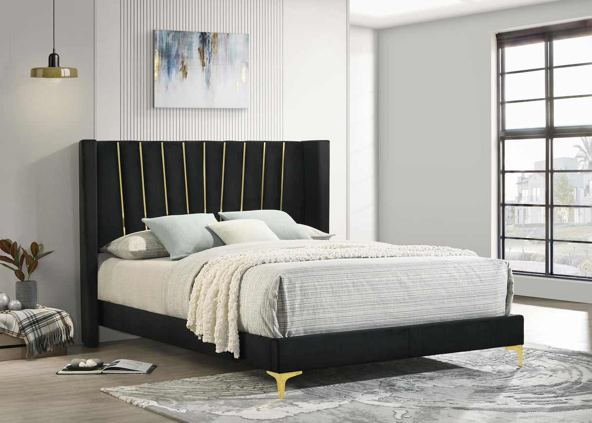 Coaster Kendall Upholstered Queen Panel Bed Black