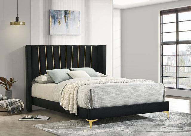 Coaster Kendall Upholstered Queen Panel Bed Black