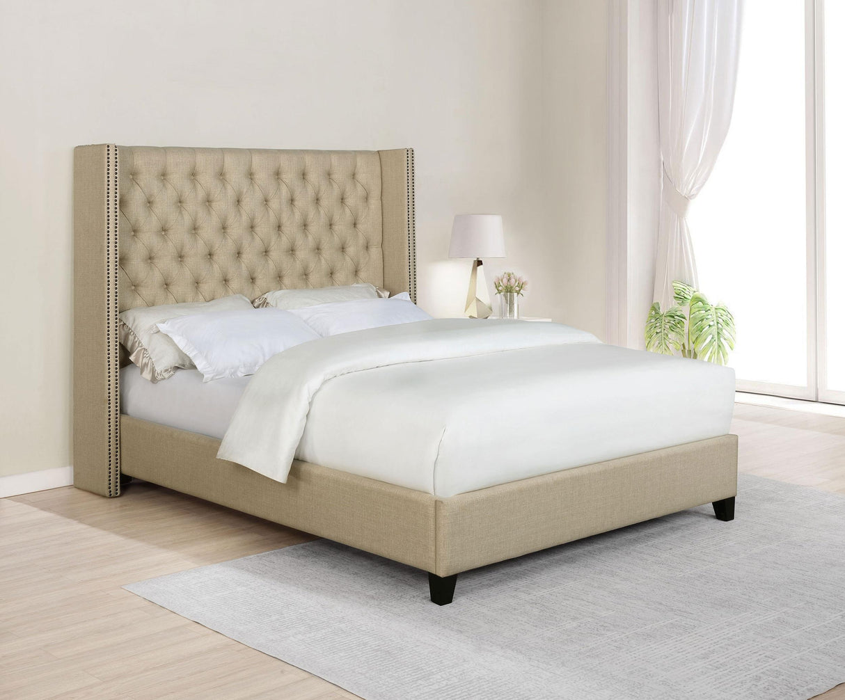 Coaster Bancroft Upholstered Wingback Full Headboard Beige