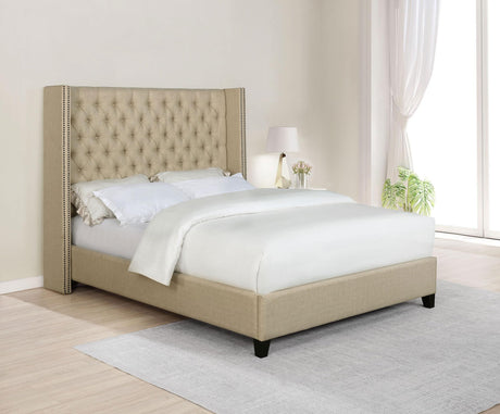 Coaster Bancroft Upholstered Wingback Full Headboard Beige