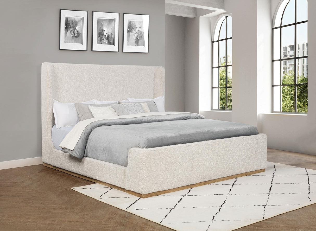 Coaster Nala Upholstered Eastern King Sleigh Bed Cream