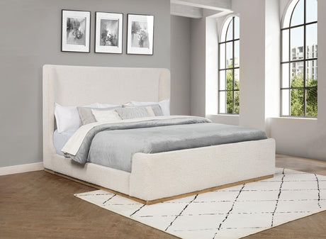 Coaster Nala Upholstered Eastern King Sleigh Bed Cream