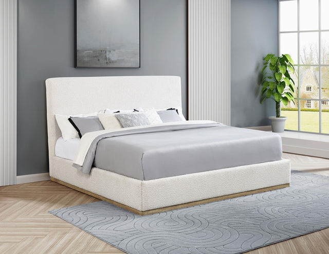 Coaster Knox Upholstered EASTERN KING Panel Bed Cream