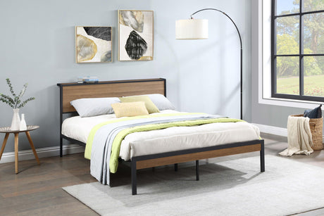 Coaster Ricky Metal Queen Panel Bed Light Oak
