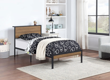 Coaster Ricky Metal Twin Panel Bed Light Oak