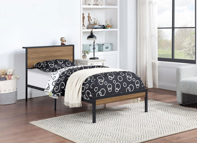 Coaster Ricky Metal Twin Panel Bed Light Oak