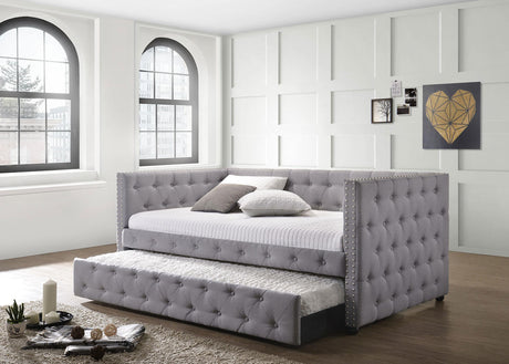 Coaster Mockern Upholstered Twin Daybed with Trundle Grey