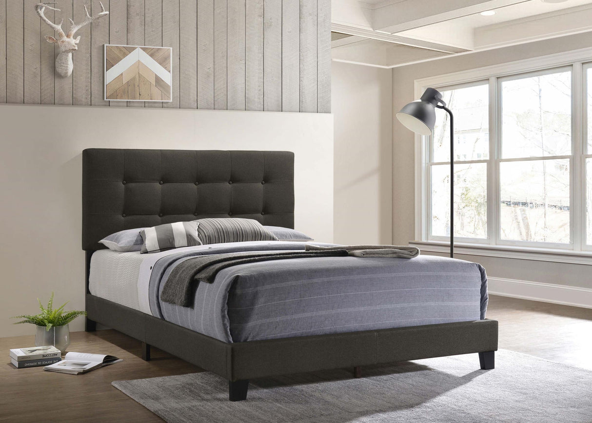 Coaster Mapes Upholstered Eastern King Panel Bed Charcoal