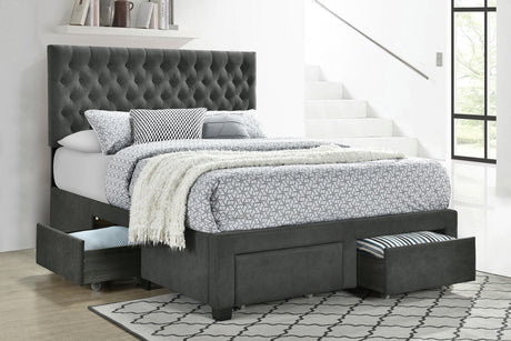 Coaster Soledad Upholstered Full Storage Panel Bed Grey