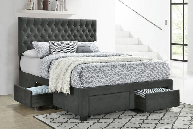 Coaster Soledad Upholstered Full Storage Panel Bed Grey