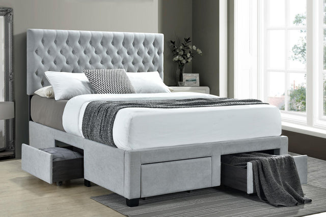 Coaster Soledad Upholstered Full Storage Panel Bed Light Grey
