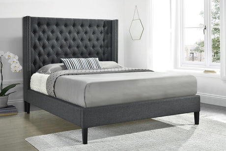 Coaster Summerset Full Button Tufted Upholstered Bed Charcoal