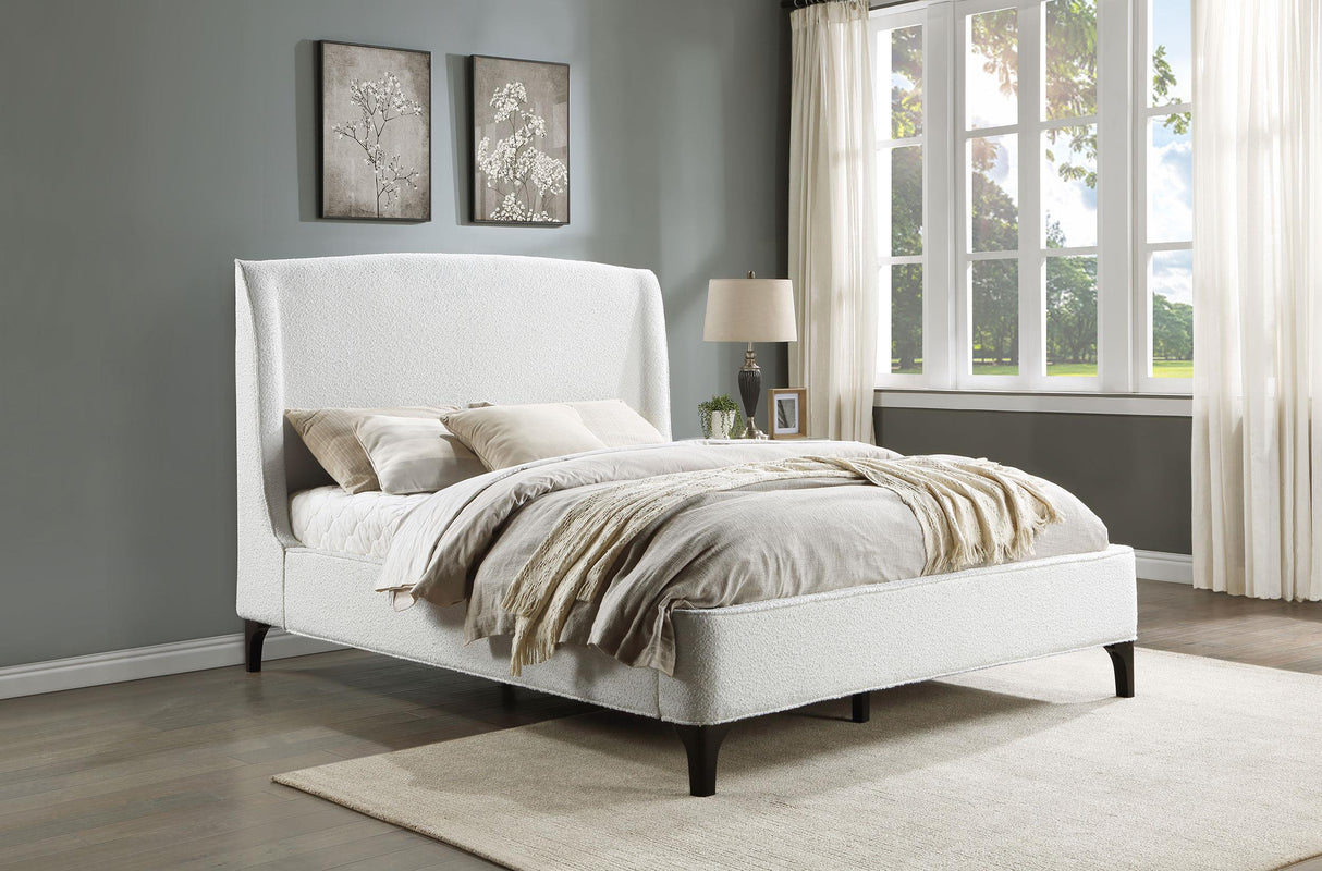 Coaster Mosby Upholstered Queen Wingback Bed Snow