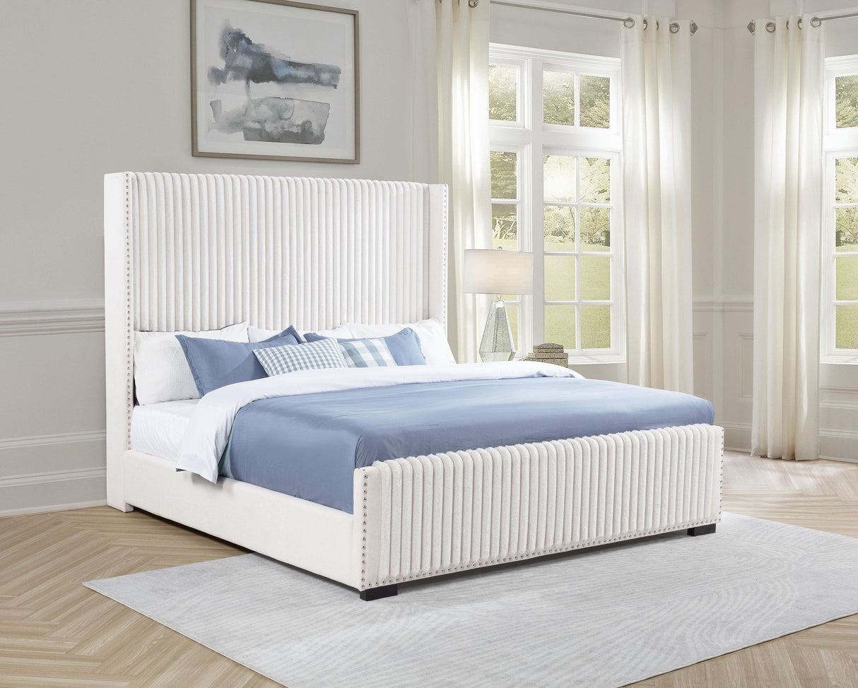 Coaster Natasha 65-inch Upholstered Eastern King Wingback Bed Cream