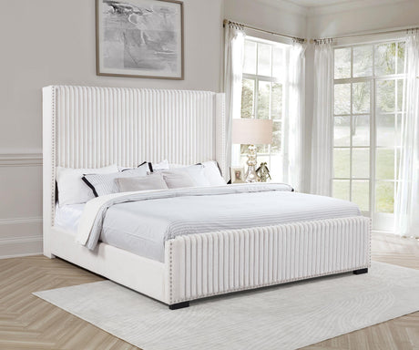 Coaster Natasha 65-inch Upholstered California King Bed Cream