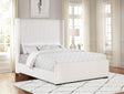 Coaster Natasha 65-inch Upholstered Queen Wingback Bed Cream
