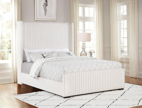 Coaster Natasha 65-inch Upholstered Queen Wingback Bed Cream