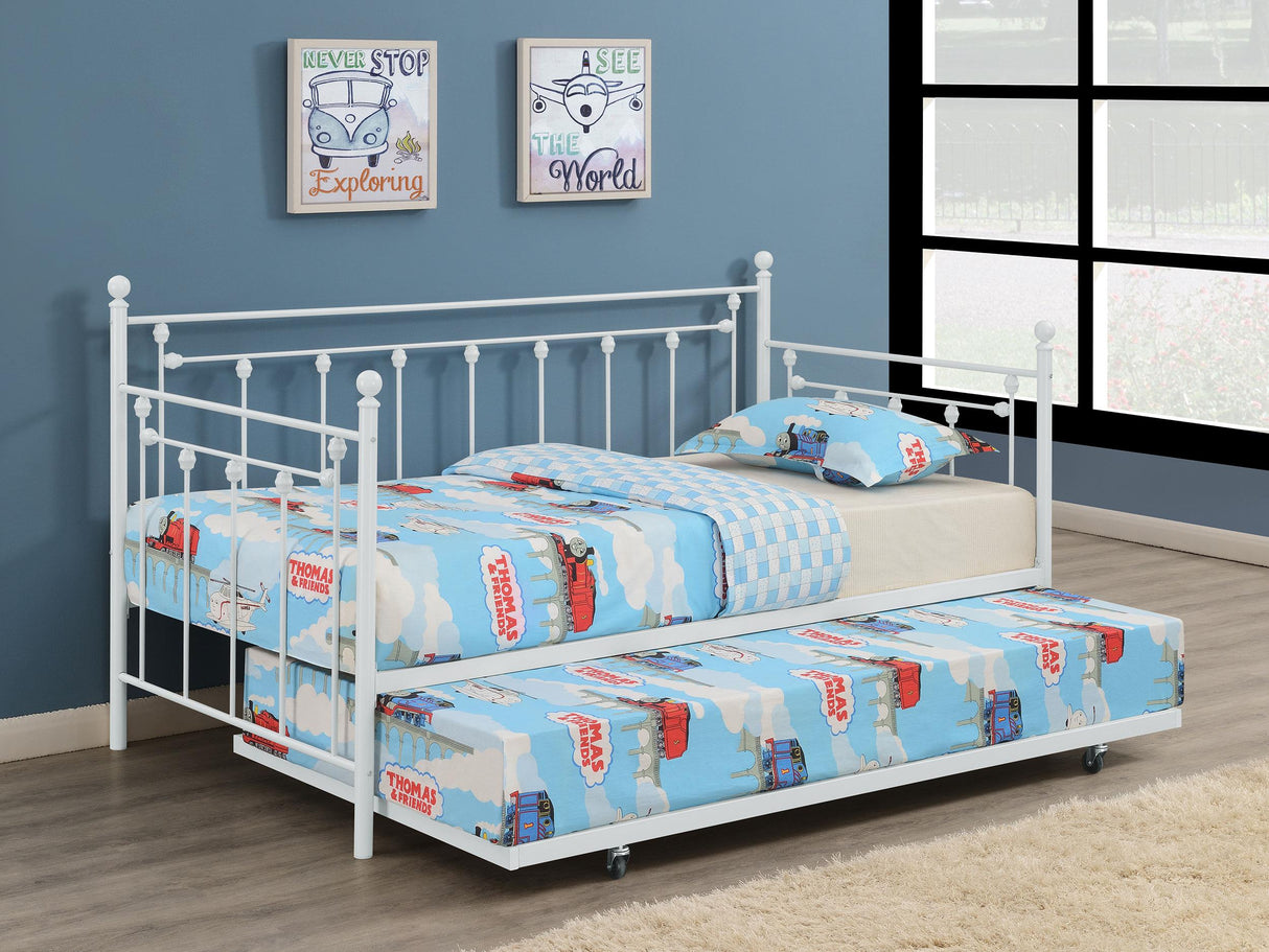 Coaster Nocus Metal Twin Daybed with Trundle White
