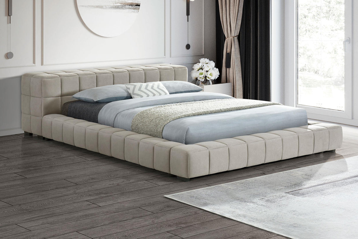 Coaster Trinity Upholstered Full Platform Bed Light Taupe
