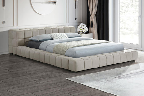 Coaster Trinity Upholstered Full Platform Bed Light Taupe