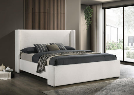 Coaster Alamosa Boucle Upholstered Eastern King Platform Bed White