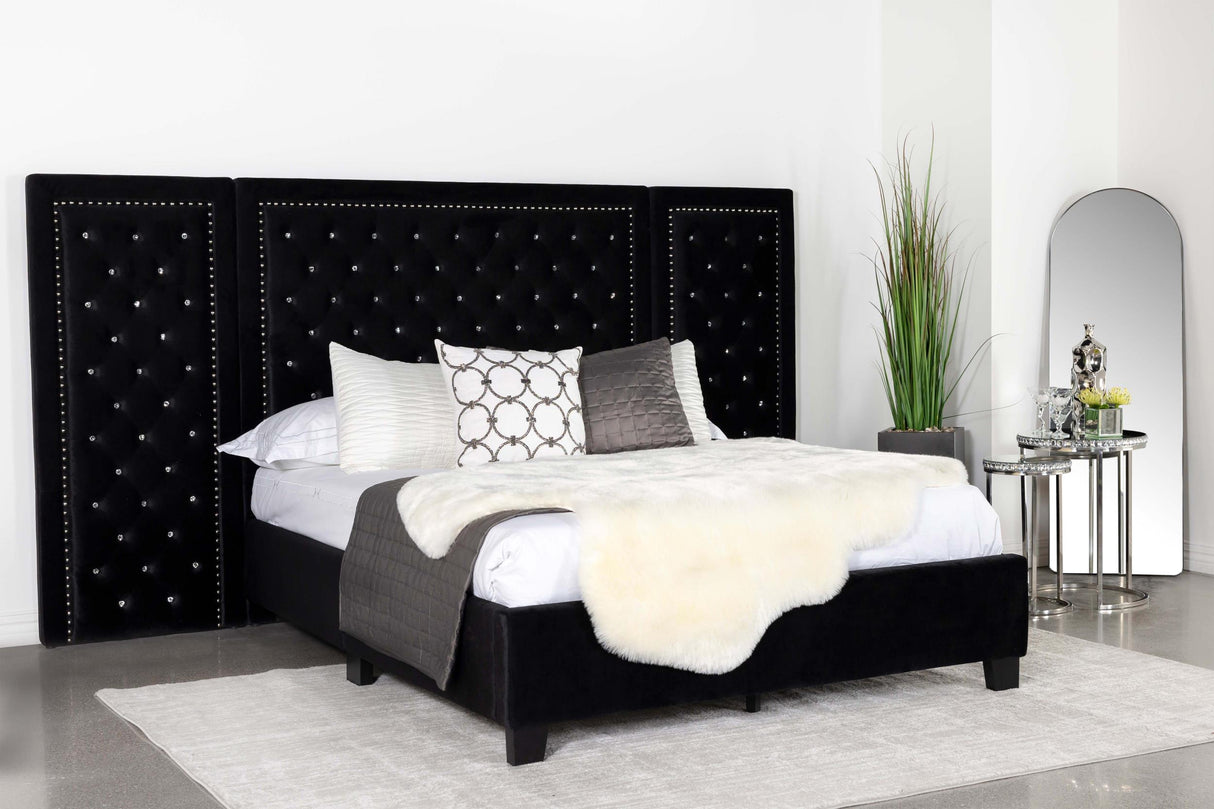 Coaster Hailey Upholstered Queen Wall Panel Bed Black