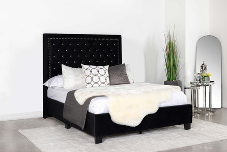 Coaster Hailey Upholstered Queen Panel Bed Black